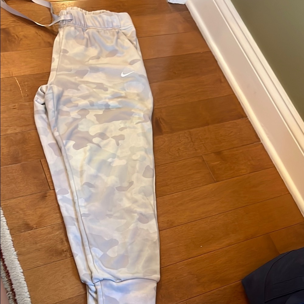 Nike Gray Camo Track Pants with Tapered Leg